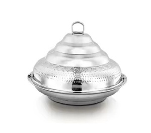 Olla caliente de acero inoxidable de diseño martillado con mango Chapado en latón y perilla para servir comida, sopa y olla - Product Image 2