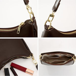 Sac à bandoulière/sac à main de luxe pour femme en cuir PU de qualité supérieure avec fermeture éclair, imperméable, motif uni - Product Image 4