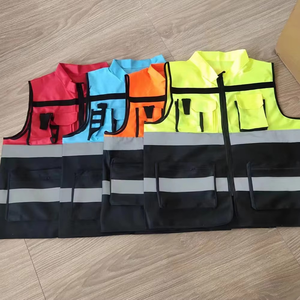 เสื้อกั๊กนิรภัยทูโทนสีสะท้อนแสงโลโก้แบบกำหนดเองสำหรับงานก่อสร้างขนาดใหญ่พิเศษมีกระเป๋าและซิป - Product Image 4