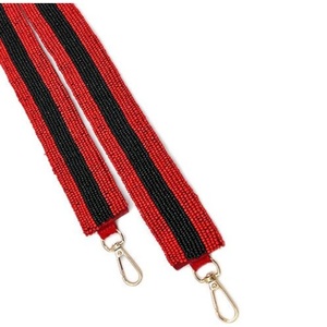 Sangles de guitare brodées à la main perlées rouges blanches avec accessoires à la mode faits à la main de conception de sac à main d'étoile - Product Image 4