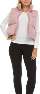 Chaleco acolchado impermeable recortado para mujer 2025 ropa de abrigo transpirable con cierre de cremallera y relleno de algodón patrón sólido - Product Image 6