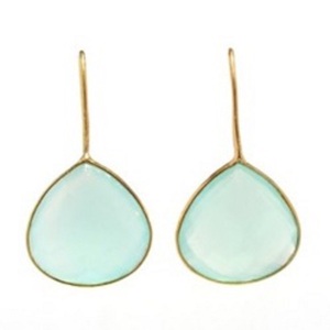 Pendientes de plata de ley 925 con gema de Calcedonia, pendientes con forma de pera - Product Image 1