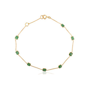 Elegant Design Minimalist Dainty Real Emerald Link Chain <b>Bracelet</b> Sleek Stacking Light <b>Weight</b> Jewelry 18K Pure Yellow Gold - Product Image 3