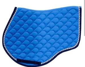 แผ่นรองอานม้าภาษาอังกฤษสีฟ้าแบบพรีเมี่ยมบุด้วยโฟมผ้าฝ้ายสีดำนุ่มใส่สบายสำหรับขี่ม้า - Product Image 1