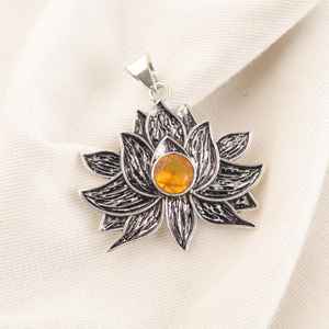 Collar Elegante Hecho a Mano con Gema de Citrino en Forma de Pera, Chapado en Oro sobre Plata de Ley 925, Regalo de Piedra de Nacimiento de Noviembre para Mujer - Product Image 1