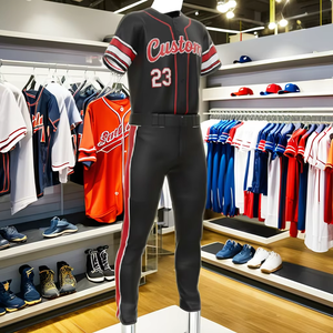 Meilleur uniforme de baseball personnalisé en couleur pour adultes, respirant, 100% polyester, col en V, haute qualité, nom d'équipe personnalisé, vente chaude - Product Image 1