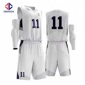 Maillot de basket-ball personnalisable en polyester 100% respirant ensemble grande taille en couleur blanc et noir - Product Image 1