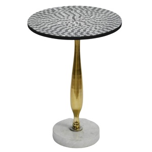 โต๊ะอลูมิเนียมทรงกลมพร้อมพื้นไม้และหินอ่อนสีทองโต๊ะกาแฟโลหะสำเร็จรูปทรงกลมสำหรับเฟอร์นิเจอร์บ้าน - Product Image 1