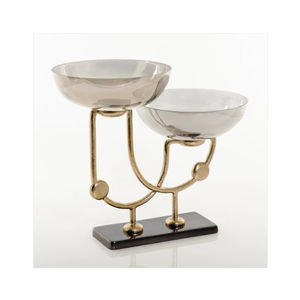 <b>Large</b> Round Decorative Food <b>Bowls</b> in Metal and Glass with Sleek Finished for Elegant Tabletop Serving and Kitchenware Display - Product Image 1