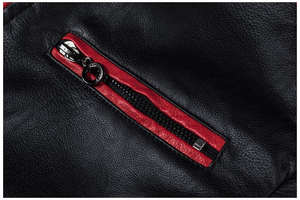 Veste en cuir souple pour homme, confortable, en cuir véritable, toile, vêtements d'extérieur d'hiver, style moto et motard, à capuche, imperméable - Product Image 5