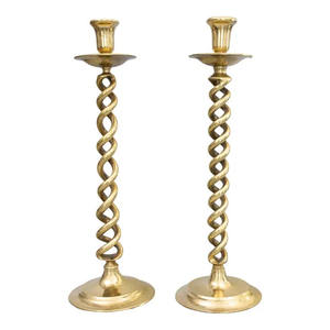 ทองเหลืองโบราณเสาเชิงเทียนยืนสําหรับเสาเทียนตอกออกแบบตกแต่งบ้านตกแต่งเน้นการตกแต่งตารางตกแต่ง - Product Image 3