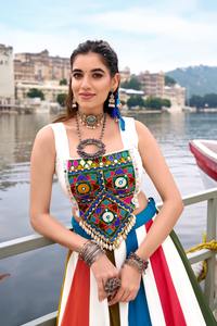 Pure rayon fully stitched ready to wear modern lehenga choli with gota patti <b>lace</b> touch up perfect for garba nights - Product Image 4