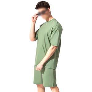 ชุดเสื้อยืดผ้าฝ้ายระบายอากาศได้ดีสำหรับผู้ชายวัสดุสีเขียวสัมผัสนุ่มทำด้วยมือดีไซน์ที่เป็นเอกลักษณ์ - Product Image 4