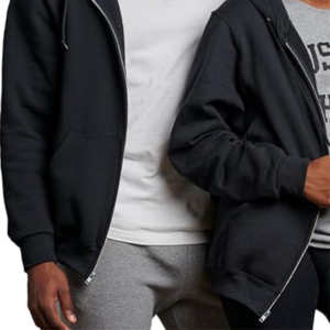 Fermeture à glissière noire 100% coton sweats à capuche pour hommes Logo personnalisé impression sweats à capuche en coton broderie personnalisée de haute qualité - Product Image 3