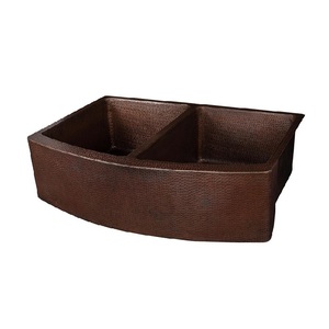 Évier de bar en cuivre carré de 20 "fait à la main personnalisé Évier de cuisine en cuivre à double paroi fait à la main en cuivre mat personnalisé fabricant fournisseur - Product Image 4