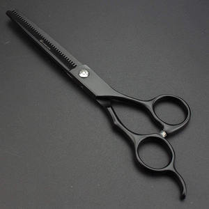 Juego de corte de pelo de peluquero de acero inoxidable negro personalizado tornillo elegante adelgazamiento tijeras de peluquería afeitado recto salón de belleza - Product Image 4