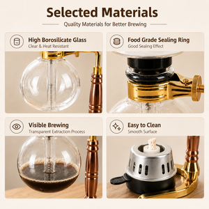 Cafetière à siphon moderne minimaliste en <span class=keywords><strong>verre</strong></span> borosilicate avec brûleur à alcool pour usage domestique sans filtre - Product Image 4