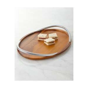 Bandeja de madera con diseño tallado a mano, bandeja decorativa para servir té y café de alto estándar, bandejas de diseñador personalizadas con asas de Metal - Product Image 3