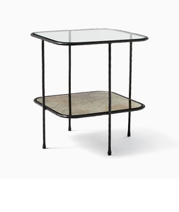 Mesa de centro cuadrada de hierro y vidrio, mesa de centro de sala de estar con marco de Metal - Product Image 1