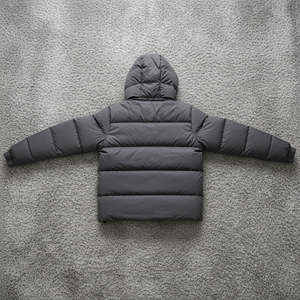 Custom Made High Street Canvas Waterproof Puffer Jacket Men Winter Casual Light <b>Weight</b> Cotton Padded Bomber Hooded <b>Stand</b> Collar - Product Image 3