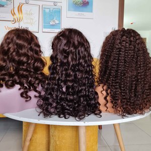 Venta al por mayor Premium Raw Vietnamita Cabello Humano Cierre HD Peluca de Encaje Doble Dibujado Hinchable Romance Rizos - Product Image 4