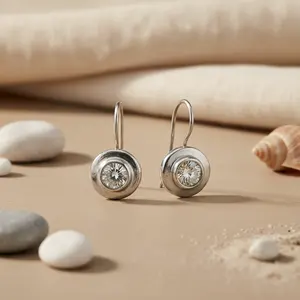 Pendientes Geométricos de Diamantes de Circonita Cúbica Chapados en Oro Rosa para Mujer, Regalo de Compromiso - Product Image 2