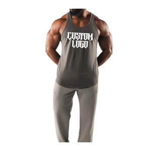 Camiseta sin mangas para hombre con logotipo personalizado, Camiseta de punto de algodón para Fitness, chaleco de talla grande con tirantes, camiseta musculosa para culturismo para - Product Image 1