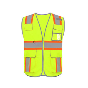 Logotipo de impresión personalizado Ropa DE TRABAJO Chaleco DE SEGURIDAD reflectante Material de malla de alta visibilidad para Trabajadores viales Característica impermeable - Product Image 2