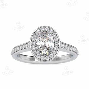 D'VINS JEWELS Anillo de compromiso de estilo popular clásico Corte brillante ovalado 9x7mm VVS Diamante cultivado en laboratorio Material principal Boda de plata - Product Image 1