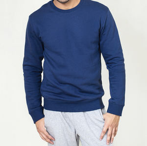 Sudaderas de algodón informales para hombre, patrón sólido, 100% algodón, temporada de invierno, forro polar grueso con logotipo personalizado bordado, venta al por mayor - Product Image 2