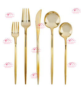 Gold Plated for Home and Wedding Usage Dinnerware <b>Flatware</b> Sets Brass 5 Pieces Cutlery Set - Product Image 1