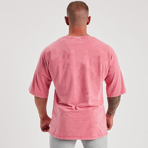 T-shirt décontracté en coton à épaules dénudées pour hommes Nouveau haut ample à manches courtes et lavé pour vêtements d'extérieur 100% coton - Product Image 2