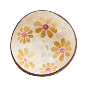 ชามมะพร้าวธรรมชาติลายดอกเดซี่ม็อบเวียดนามชามกะลามะพร้าวธรรมชาติตกแต่งด้วยเปลือกหอยมุกโมเสกเป็นมิตรต่อสิ่งแวดล้อม - Product Image 1