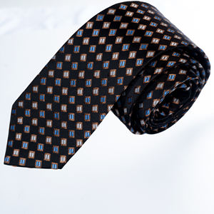 Corbata formal clásica de diseñador geométrico Jacquard para hombre 100% hecha a mano con su logotipo marca OEM ODM cadenas de suministro ágiles - Product Image 4