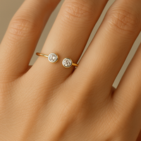 Anillo de media eternidad SHREERAJ SOLITAIRE con diamante natural de talla brillante de 0.08 quilates certificado por IGI, oro macizo de 14K/18K, anillo de boda con espacio abierto