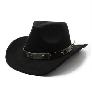หมวกคาวบอยขน100% สักหลาดแบบคลาสสิกหมวกปีกกว้างหมวกสไตล์ตะวันตกสำหรับกีฬาลำลองการผจญภัยกลางแจ้งงานตามสั่ง - Product Image 5