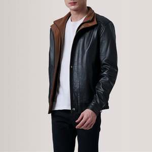 Genuine <b>Sheepskin</b> Leather Reversible Zippered Bomber <b>Jacket</b>-XS Size Water Proof Men's Moto Biker Style Solid Pattern Quilted - Product Image 3
