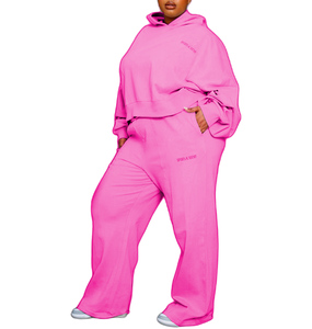 Conjuntos Deportivos de Dos Piezas para Mujer, Sudadera con Capucha y Pantalones de Chándal, Estilo Holgado, Color Sólido, Conjuntos Deportivos para Correr, Conjuntos de Chándal - Product Image 2