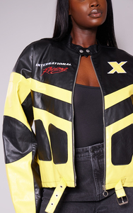 เสื้อแจ็คเก็ตหนังแท้สีดำแดงสำหรับผู้หญิง เสื้อโค้ทหนังแกะแท้สำหรับฤดูใบไม้ร่วง เสื้อแจ็คเก็ตมอเตอร์ไซค์หนังแท้สำหรับผู้หญิง - Product Image 5