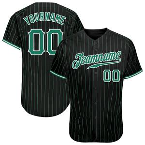Uniforme de béisbol Industria Ropa deportiva Custom Black Kelly Green Pinstripe Kelly Green-White Camiseta de béisbol auténtica - Product Image 1