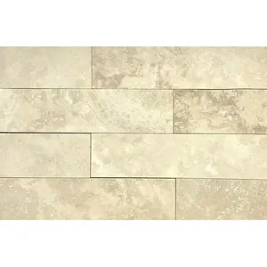 Pierre frittée de carrelage de sol mural aiguisée et remplie en travertin ivoire clair 2x8 par pièce - Product Image 1
