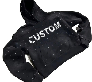 Regular Sleeve Rhinestone <b>Zip</b> Hoodie Oversized Blank Custom Rhinestone <b>Full</b> <b>Zip</b> Up Hoodie Soft Thick Rhinestone <b>Hoodies</b> - Product Image 2