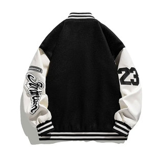 High Quality Hot Selling Varsity Jacket <b>Men</b> Chenille Embroidery Leather Sleeves Custom Baseball Letterman Varsity Jacket 2025 - Product Image 2