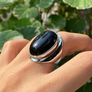 925 Sterling Silver Black Onyx Gemstone Women's <b>Ring</b> Handmade <b>Crystal</b> Bezel Setting Classic for Daily Wear Engagement Gift - Product Image 4
