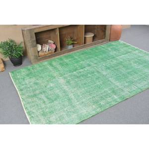 พรมตุรกีโบราณแบบทันสมัยขนาดใหญ่4.9 x 8.3ft สีเขียวปะต่อวัสดุขนสัตว์ด้านหลังสี่เหลี่ยมผืนผ้าสำหรับตกแต่งห้องโถงห้อง - Product Image 2