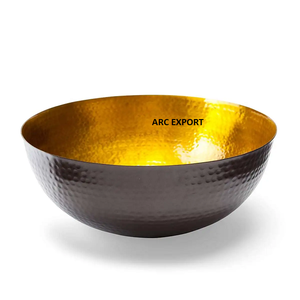 Bol martelé de grande taille, poli brillant, avec un grand support solide, forme ronde, décoratif, moderne, derniers bols de service, fournitures - Product Image 1