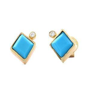 Bijoux indiens Boucles d'oreilles en or massif 14 carats avec pierres précieuses turquoise Boucles d'oreilles pour femmes au prix de gros productibles en 10 carats/18 carats - Product Image 1