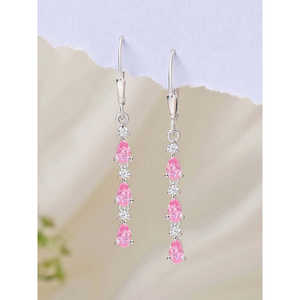 ต่างหูแฟชั่นผู้หญิงสีชมพูเชิงเส้น - Product Image 2