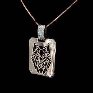 Colgante de Plata 925 con Moissanita y Diamantes, Diseño de Cara de Lobo, con Piedras de Corte Baguette, Collar de Lujo Estilo Hip Hop - Product Image 2