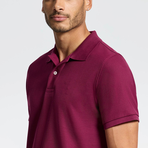Artículo único 100% algodón para hombre Polo verano ropa casual color púrpura sólido transpirable cómodo Polo para hombre - Product Image 4